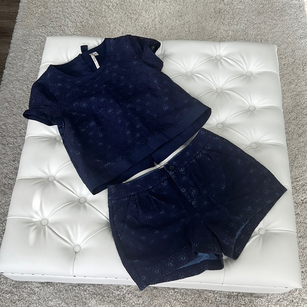 NWOT LC LAUREN CONRAD Navy Lace Matching Set, S/6